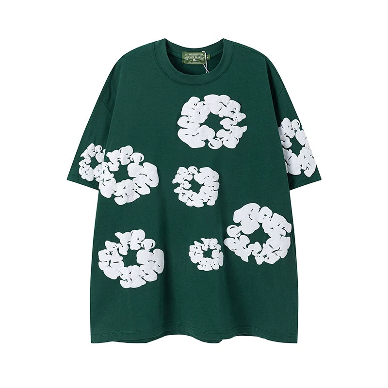 Denim Tears Cotton Wreath Graphic T-Shirt - Dark Green / Oversized Streetwear