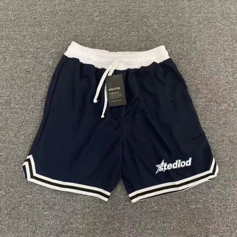 Basketball training quick drying American retro shorts, casual running shorts, fitness three quarter loose sports pants, four quarter pants