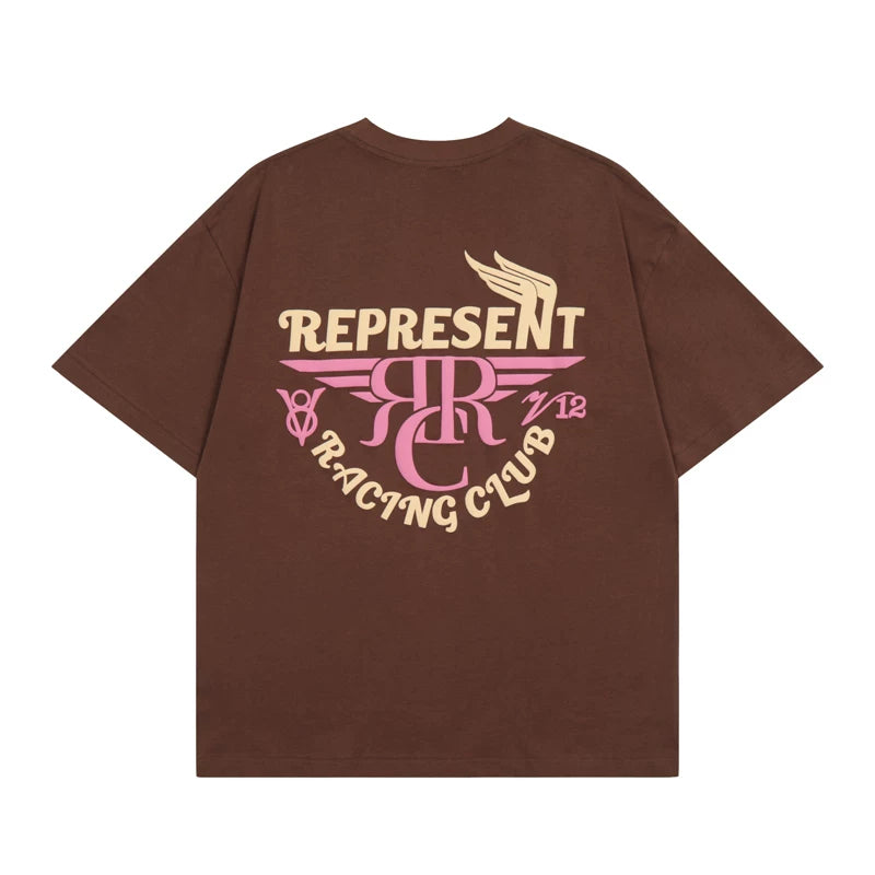 represent短袖美式高街休闲夏季发泡标语限定纯棉宽松潮牌情侣T恤