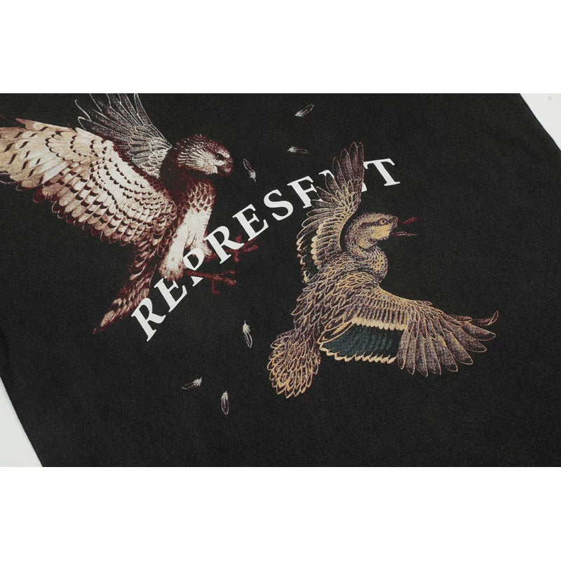 Representative: White Bird Washed and Used Short Sleeve American Trendy Brand High Street Summer Cotton Loose Men's and Women's T-shirt