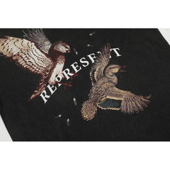 Representative: White Bird Washed and Used Short Sleeve American Trendy Brand High Street Summer Cotton Loose Men's and Women's T-shirt
