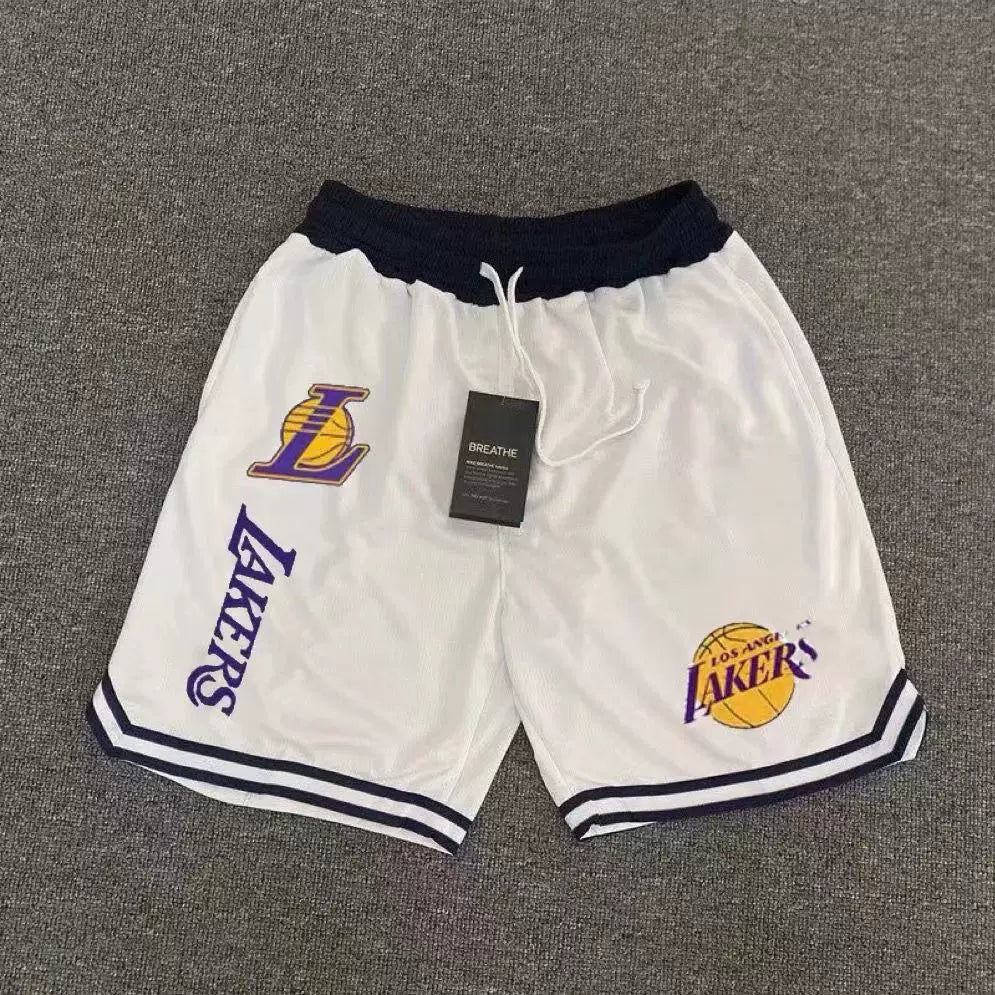 Lakers men's loose casual breathable running sports pants, American basketball training shorts, quick drying shooting pants