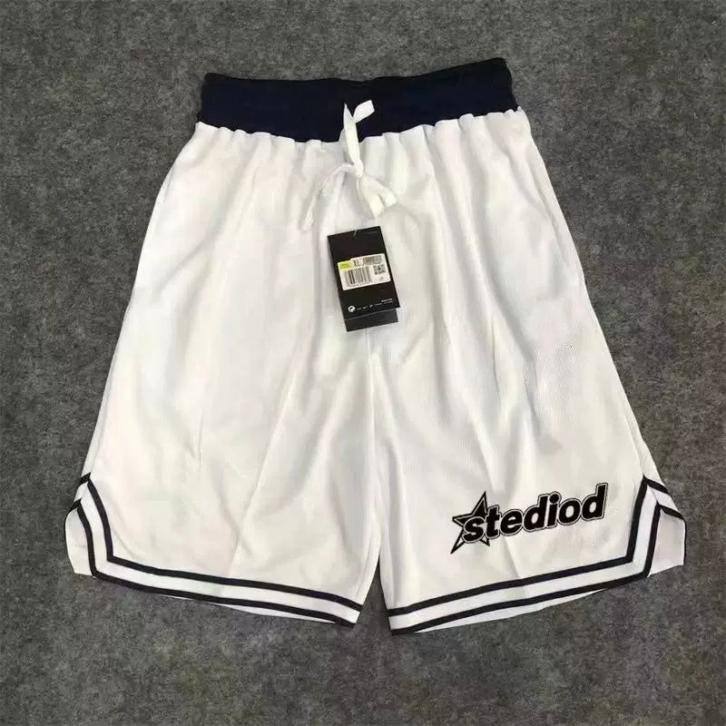 Basketball training quick drying American retro shorts, casual running shorts, fitness three quarter loose sports pants, four quarter pants