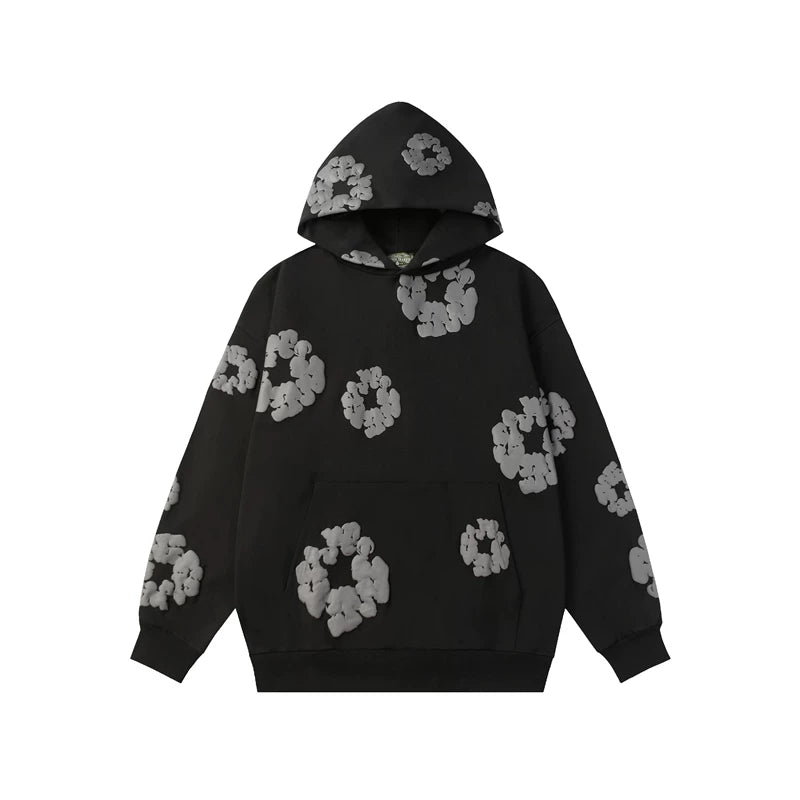 Denim Tears Cotton Wreath Graphic Hoodie - Black / Grey Stealth Edition