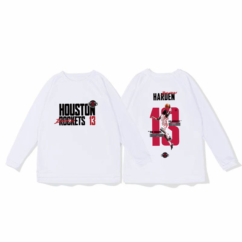 Rocket Harden basketball training suit, quick drying sports top, autumn and winter running fitness shooting suit, long sleeved loose winter