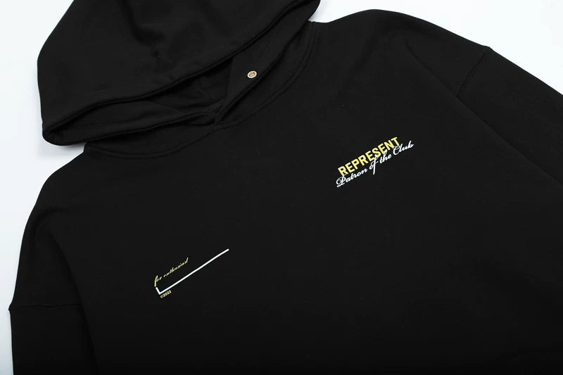 Representative logo basic letter loose casual American high street men's and women's versatile pure cotton hooded sweatshirt