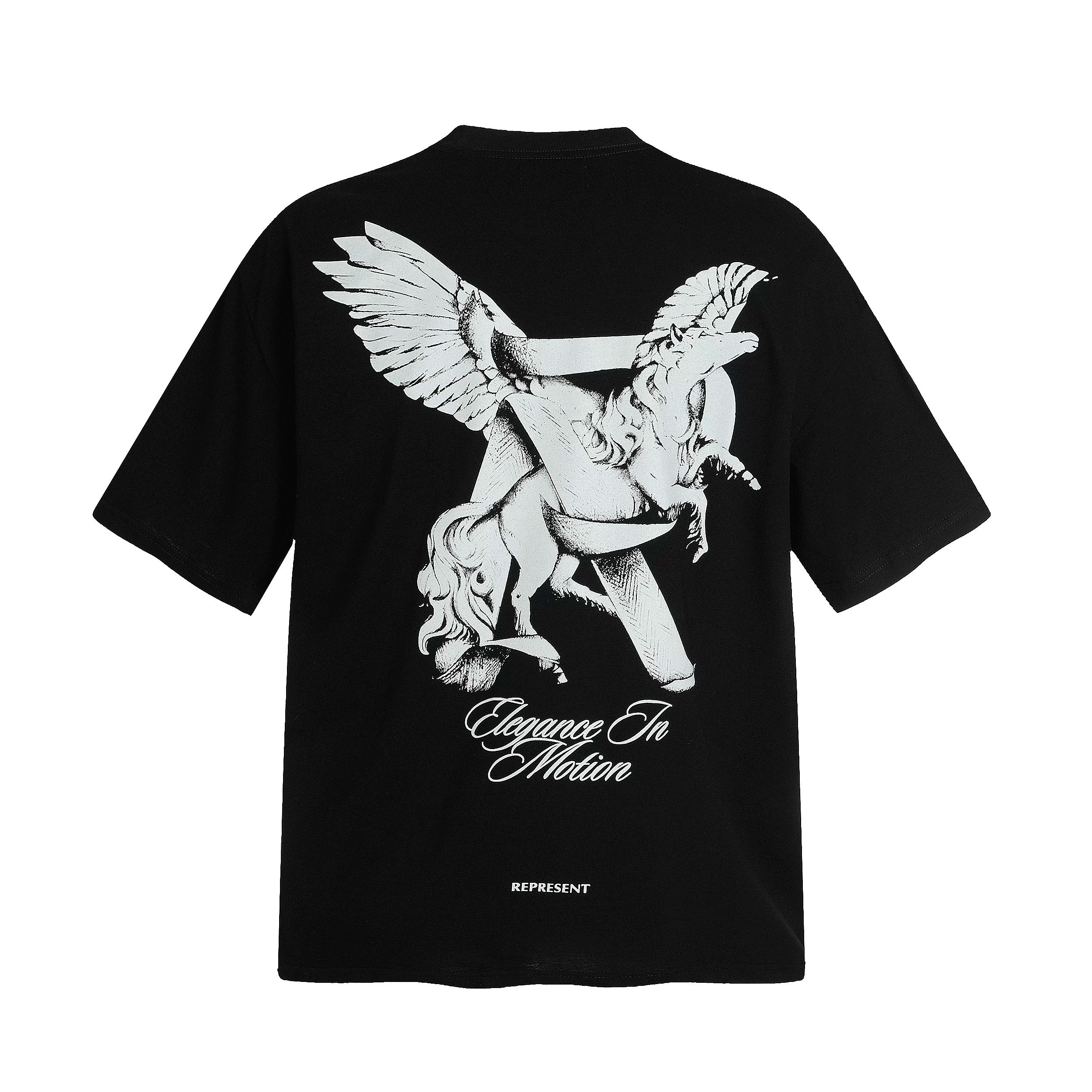 Representative Sketch Pegasus Letter Short Sleeve American Niche Trendy Brand High Street Summer Cotton Loose Men's and Women's T-shirt