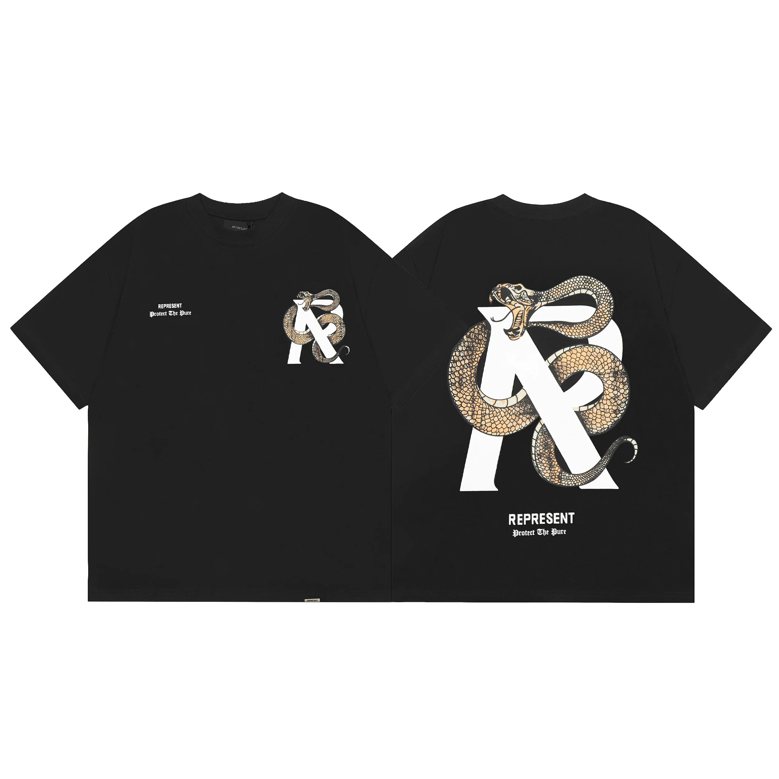 Representative Python R Letter Short Sleeve REP American Niche Trendy Brand High Street Summer Cotton Loose Men's and Women's T-shirt
