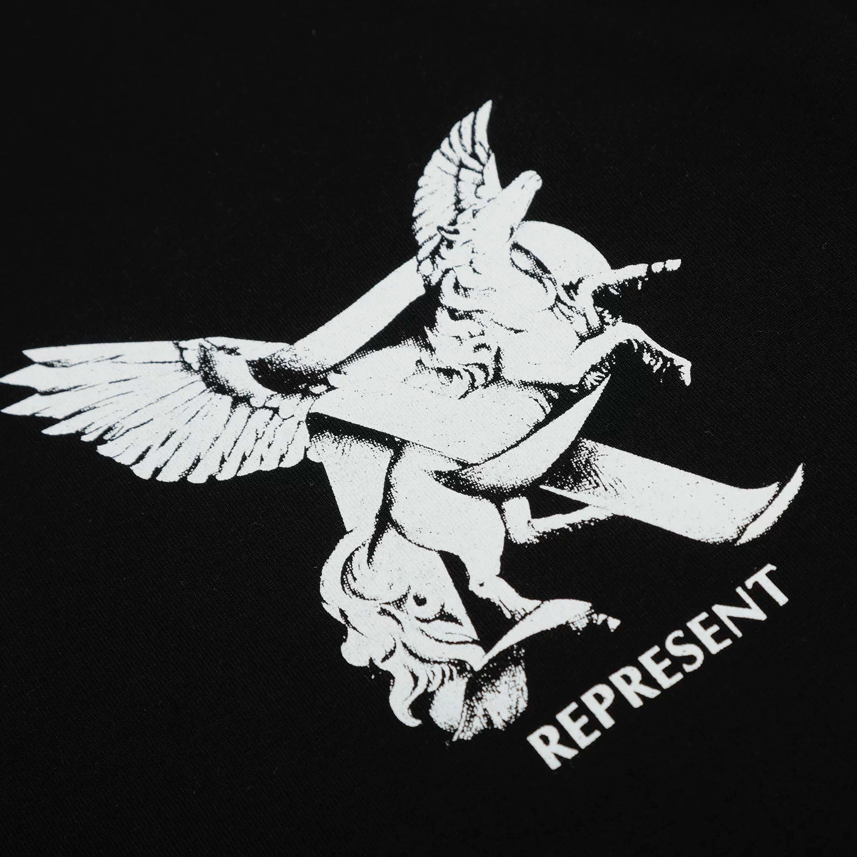 Representative Sketch Pegasus Letter Short Sleeve American Niche Trendy Brand High Street Summer Cotton Loose Men's and Women's T-shirt