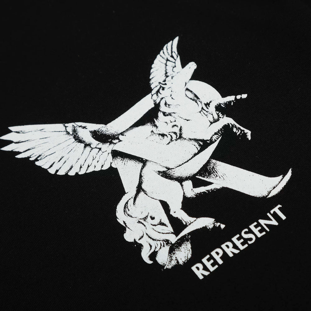 Representative Sketch Pegasus Letter Short Sleeve American Niche Trendy Brand High Street Summer Cotton Loose Men's and Women's T-shirt