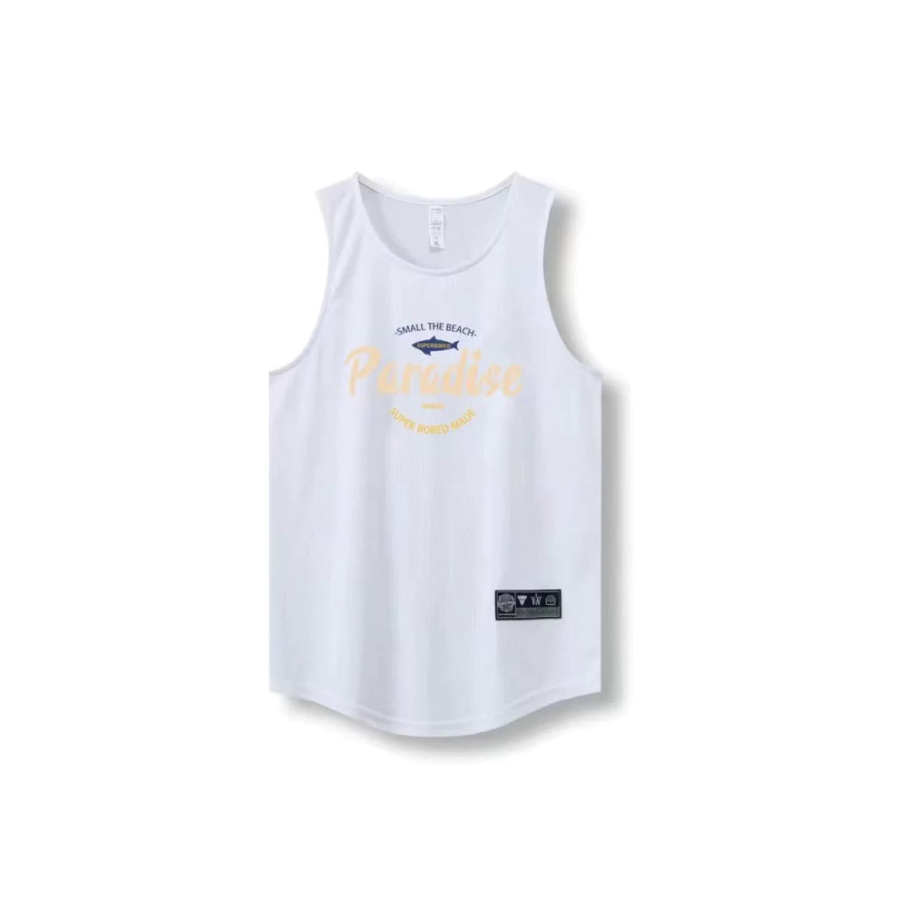 American summer men's new minimalist mesh breathable loose sports vest casual shoulder sleeveless T-shirt pitching suit