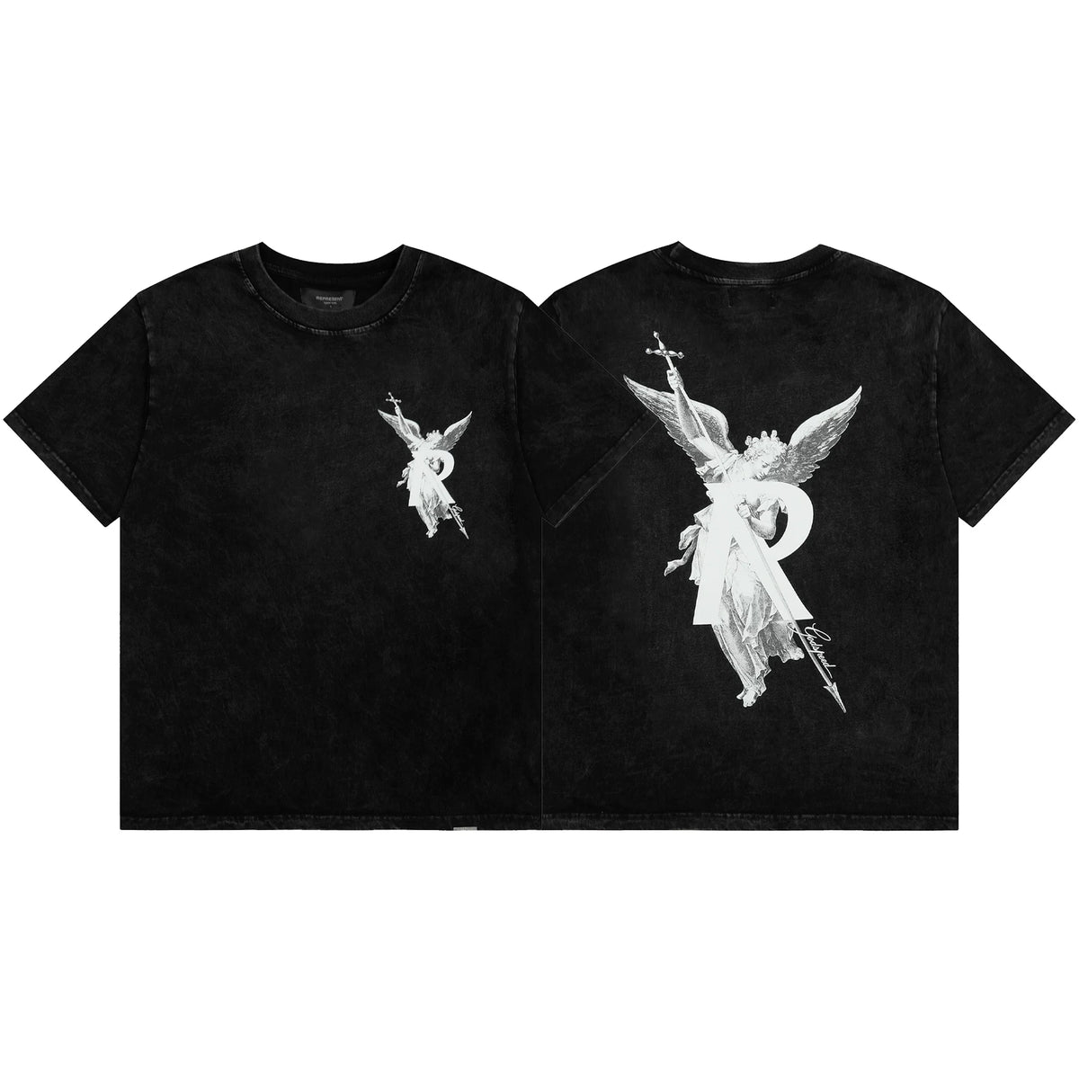 Represent Archangel & Sword "R" Graphic T-Shirt - Vintage Black
