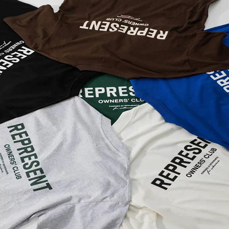 ReportENT letter short sleeved niche trendy brand Wang Jiaer's high street American loose summer couple T-shirt for men