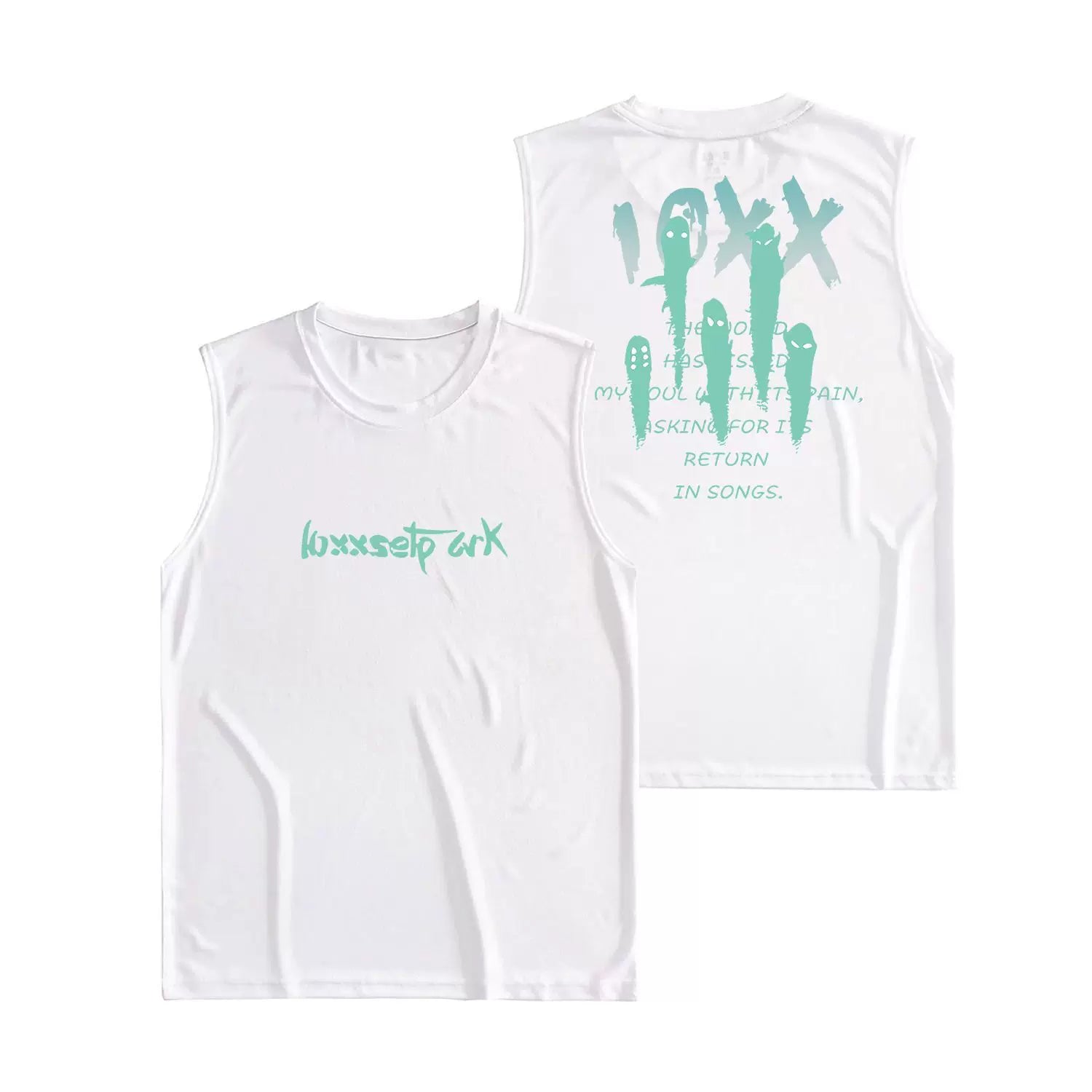 Fun letter printed fitness vest for men and women, summer loose sleeveless T-shirt, sports training clothes, running speed drying