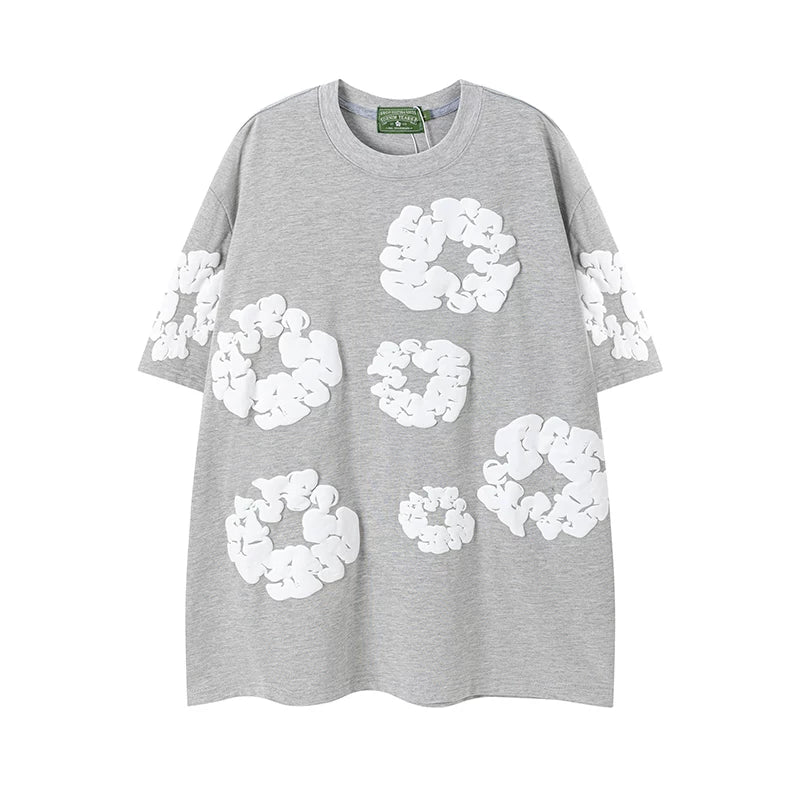 Denim Tears Cotton Wreath Graphic T-Shirt - Heather Grey / Oversized Fit