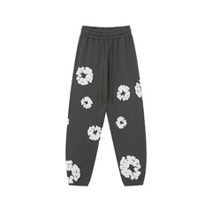 Denim Tears Cotton Wreath Graphic Sweatpants - Charcoal Grey / Relaxed Streetwear Fit