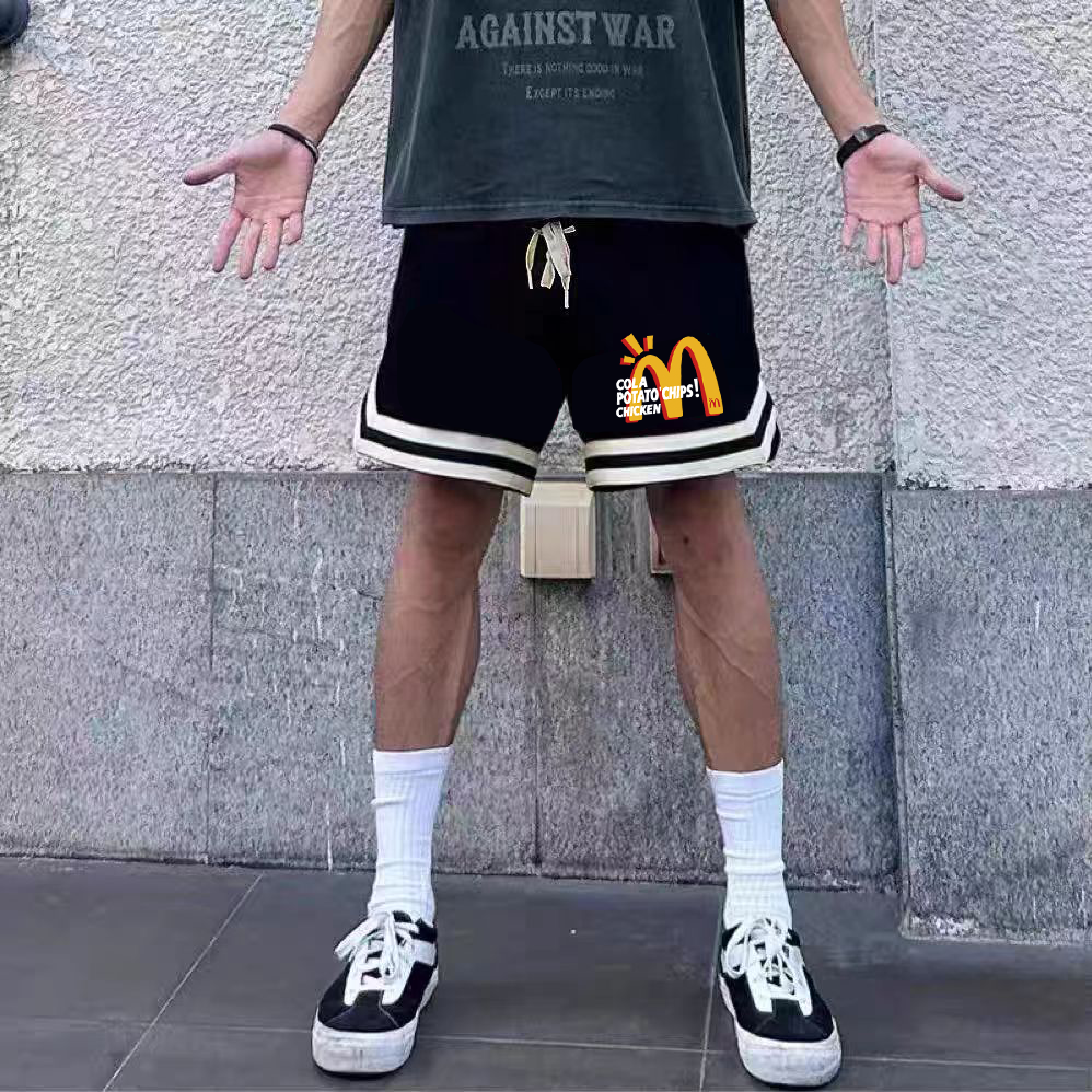 Summer basketball shorts men's breathable thin running training quick drying fitness casual loose versatile sports five quarter pants