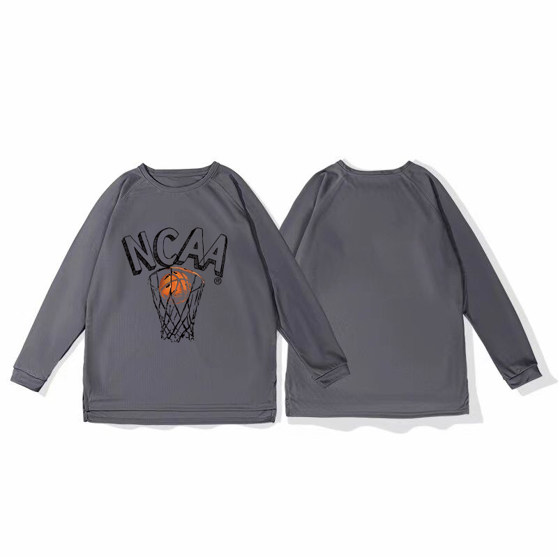 New NCAA mesh quick drying sport shoulder long sleeved t-shirt for men's training, American shooting suit, breathable running, autumn and winter