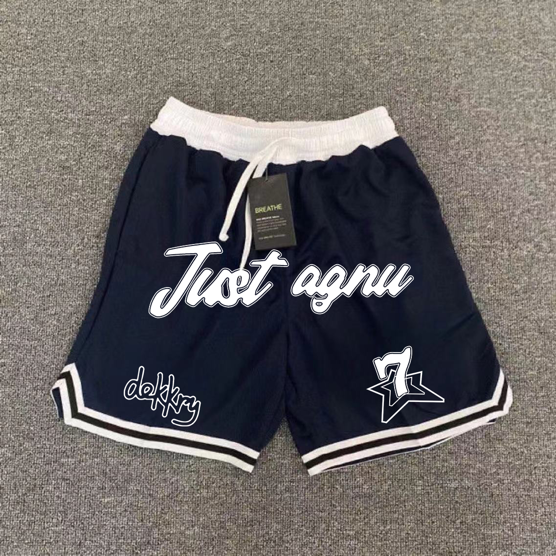 Printed American basketball shorts, quick drying mesh five quarter pants, training stripes, trendy sports, loose fit, fitness, running, summer
