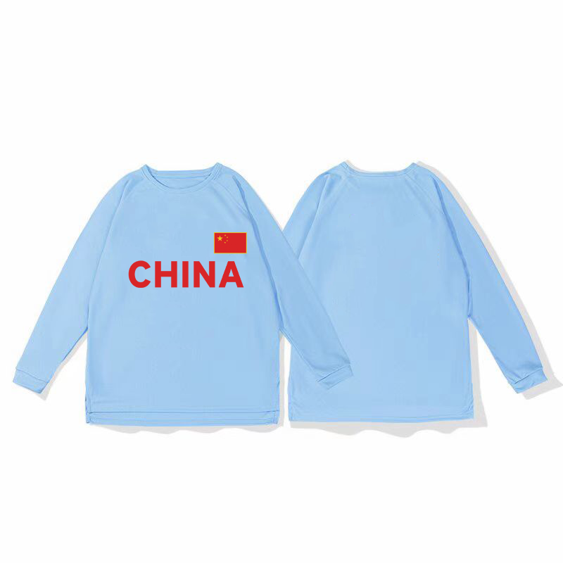 Chinese national team mesh quick drying sports shoulder long sleeved t-shirt basketball training shooting suit running breathable fitness