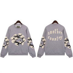 "Denim Tears" Another Country Cotton Wreath Oversized Grey Sweatshirt