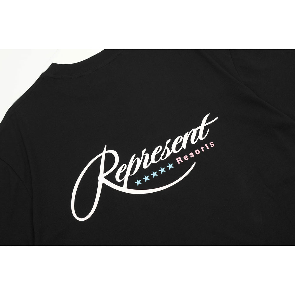 Representative Summer Vacation Coconut Tree Letter Short Sleeve American Trendy Brand High Street Summer Cotton Loose Men's T-shirt
