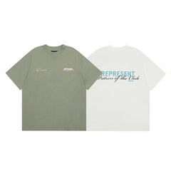 Representative colored letter slogan short sleeved American niche trendy brand high street summer pure cotton loose fitting men's and women's T-shirt