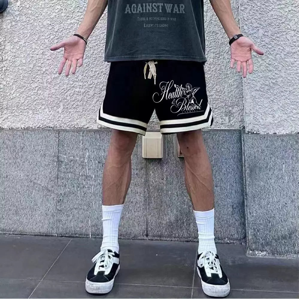 New American fashion brand high street basketball shorts, men's casual shorts, loose sports pants, quarter pants, training pants