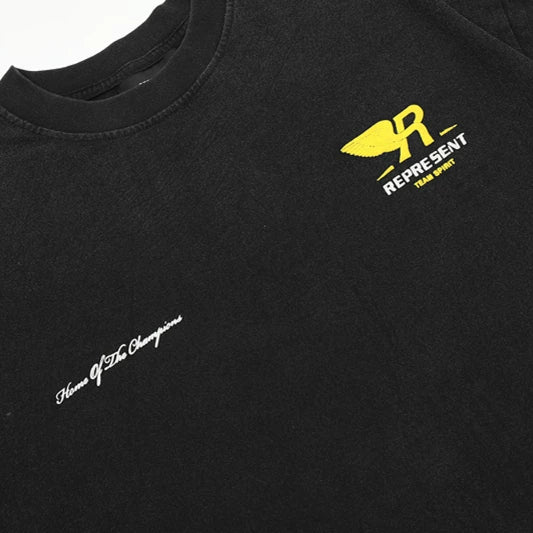 Representative relief foam letter short sleeved American high street casual summer pure cotton loose trendy brand couple T-shirt