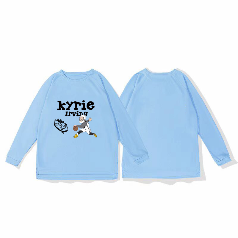 Irving autumn American basketball long sleeved training shooting suit trendy men's loose quick drying sports short sleeved T-shirt fitness suit