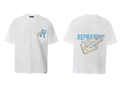 Represent Luggage Tag & Blue Logo Graphic T-Shirt - White