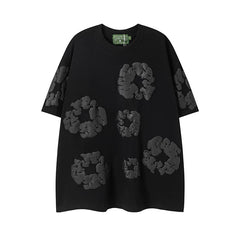 Denim Tears Cotton Wreath Graphic T-Shirt - Black on Black / Oversized Streetwear