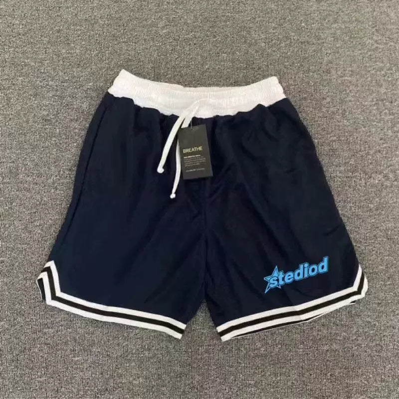 Basketball training quick drying American retro shorts, casual running shorts, fitness three quarter loose sports pants, four quarter pants