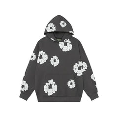 Denim Tears Cotton Wreath Graphic Hoodie - Charcoal Grey / Relaxed Streetwear Fit