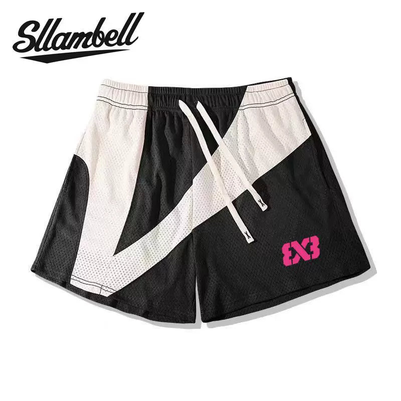 SLLAMBELL shorts 3X3 basketball pants summer loose fit American fashion brand training quick drying quarter pants men's sports pants