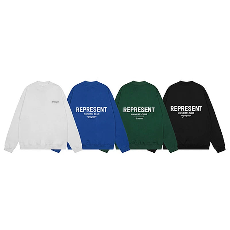 Representative small label basic letter round neck hoodie loose casual American fashion brand men's and women's pullover jacket trendy