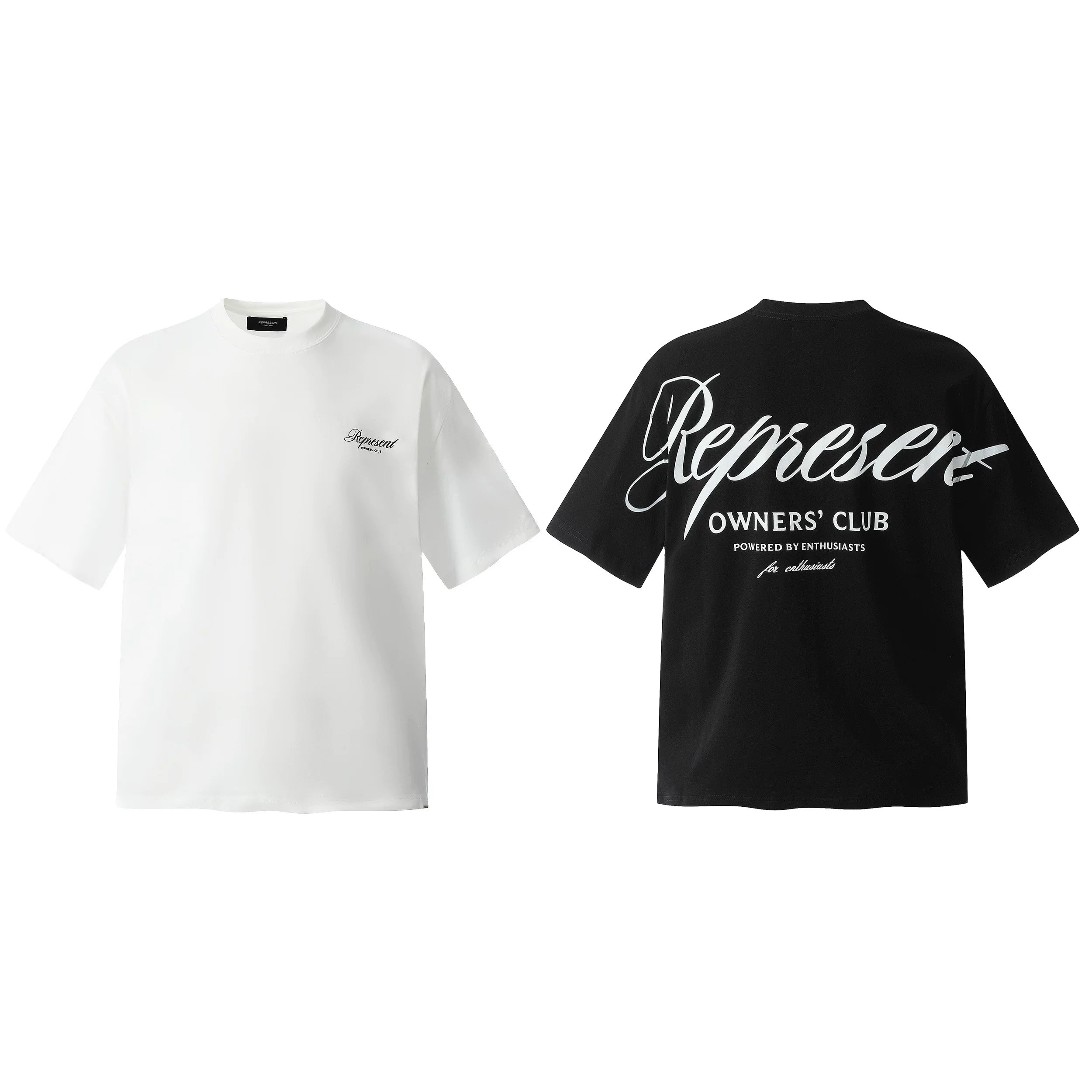 Representative back cursive letter short sleeved American niche fashion brand high street summer pure cotton loose fitting men's and women's T-shirt