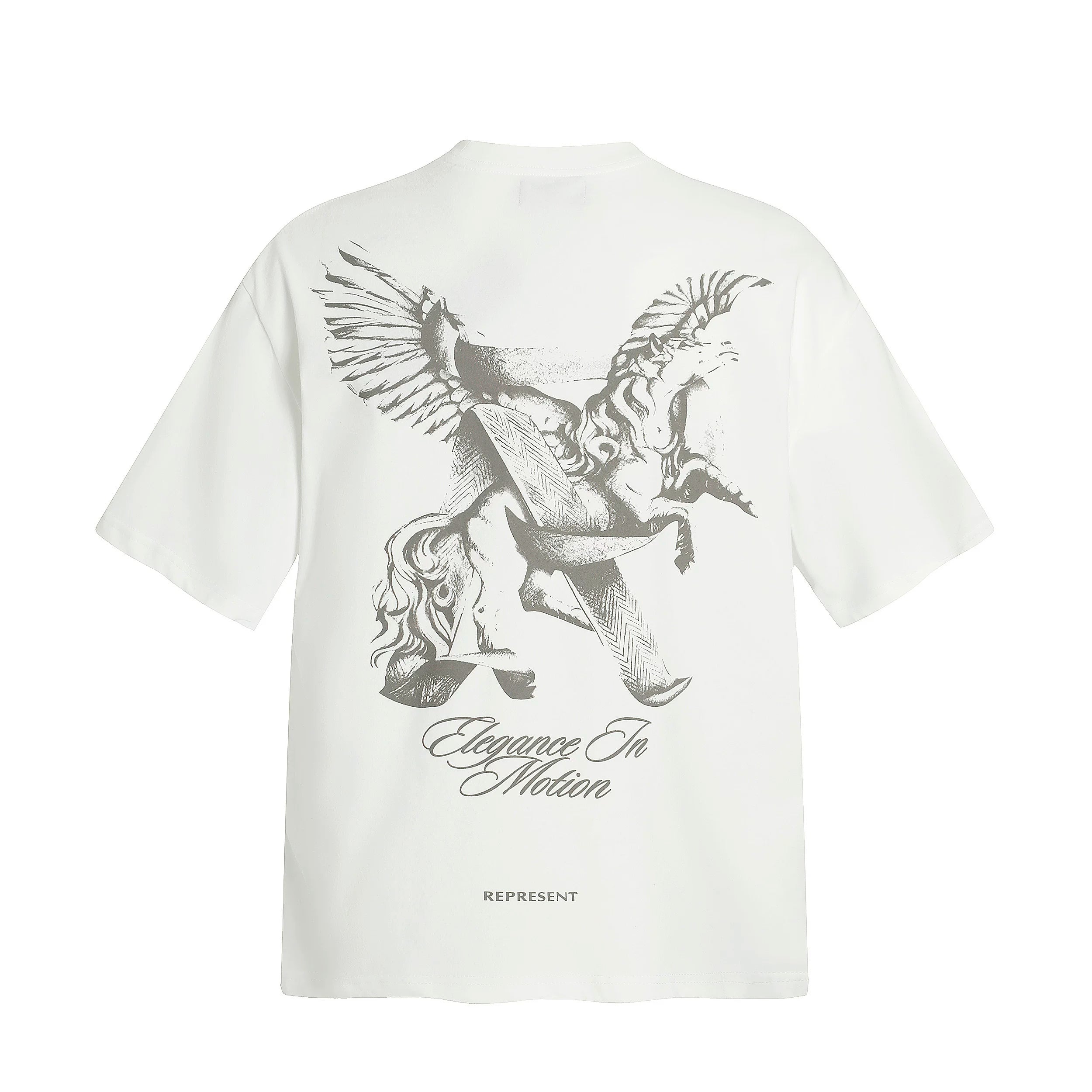 Representative Sketch Pegasus Letter Short Sleeve American Niche Trendy Brand High Street Summer Cotton Loose Men's and Women's T-shirt