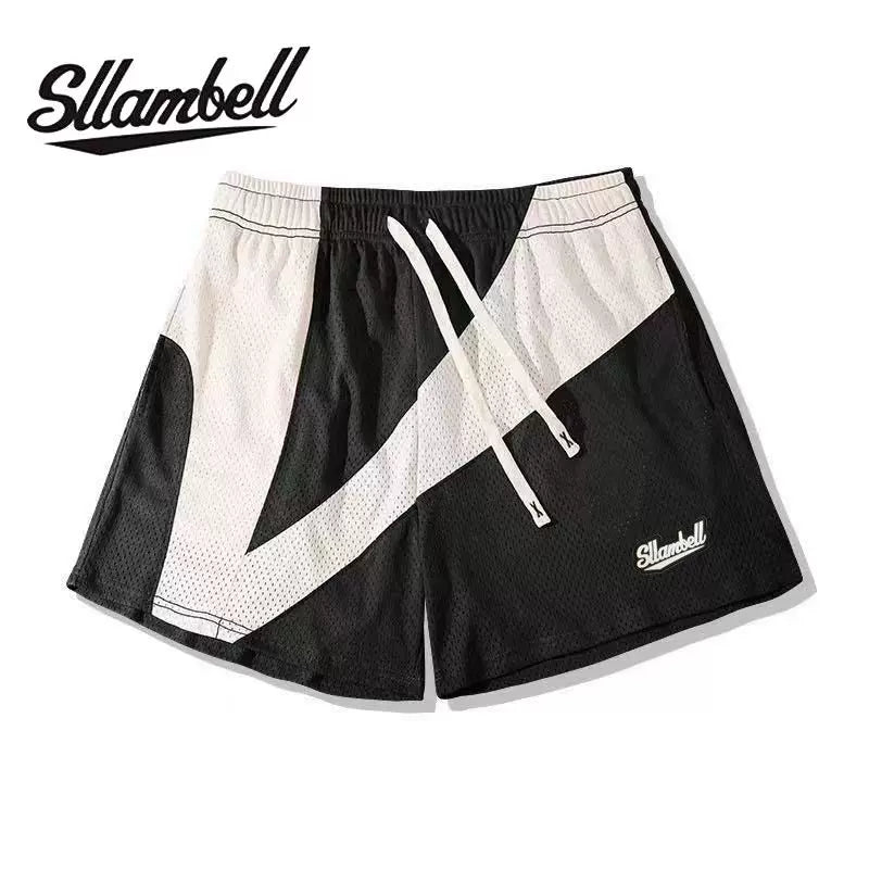 SLLAMBELL Fireball Shorts Basketball Pants Summer Loose American Trendy Brand Training Quick Drying Quarters Men's Sports Pants