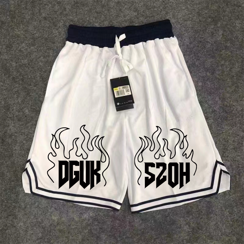 American quick drying mesh five point summer training letter striped basketball trendy brand loose sports fitness running shorts