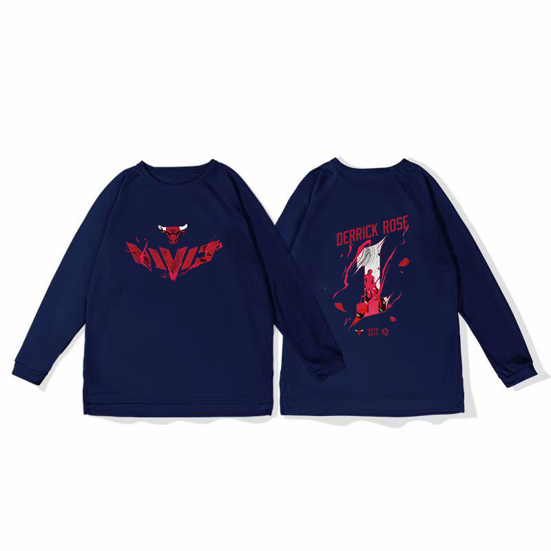 Bulls Rose basketball training uniform, quick drying sports top, autumn and winter running fitness hoodie, shooting suit, long sleeved loose fit