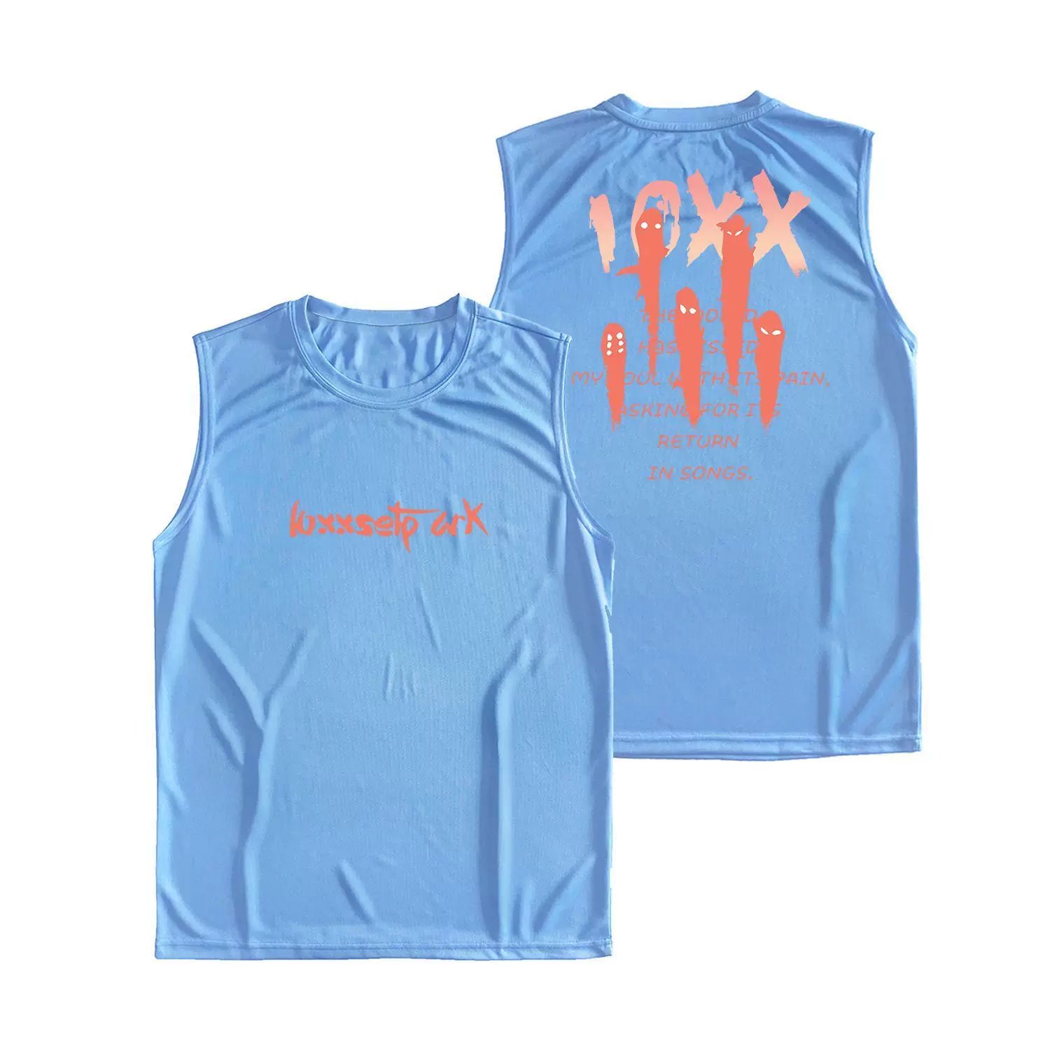 Fun letter printed fitness vest for men and women, summer loose sleeveless T-shirt, sports training clothes, running speed drying