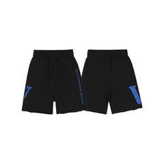 Vlone Side-Gothic Logo Sweatshorts - Black/Blue