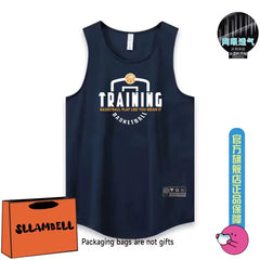 New quick drying vest for men in summer, breathable, sweat absorbing, casual ice silk sleeveless T-shirt, fitness pitching suit, letter camisole