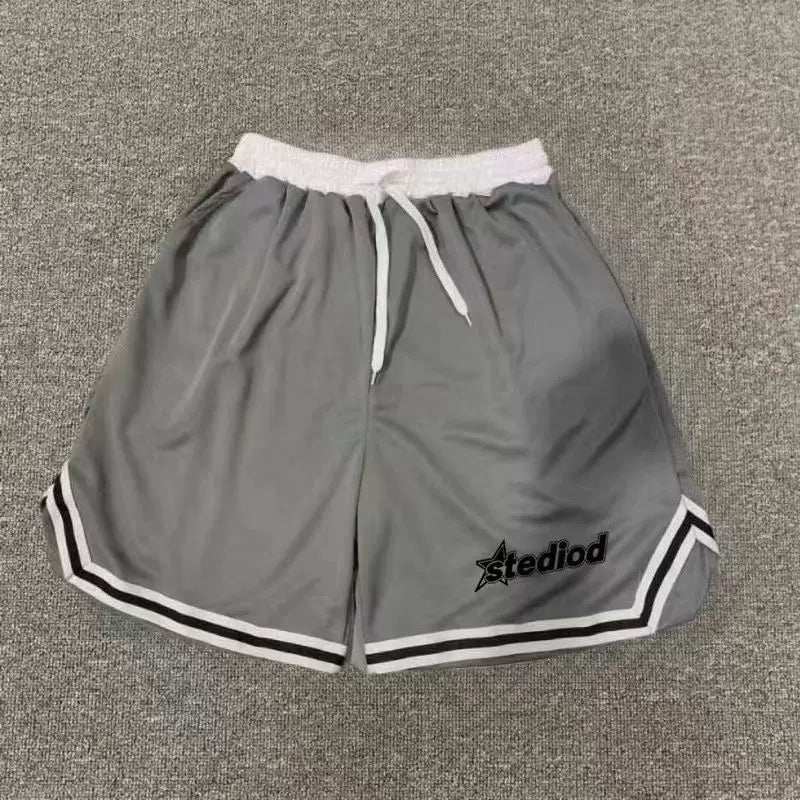 Basketball training quick drying American retro shorts, casual running shorts, fitness three quarter loose sports pants, four quarter pants