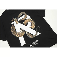 Representative Python R Letter Short Sleeve REP American Niche Trendy Brand High Street Summer Cotton Loose Men's and Women's T-shirt