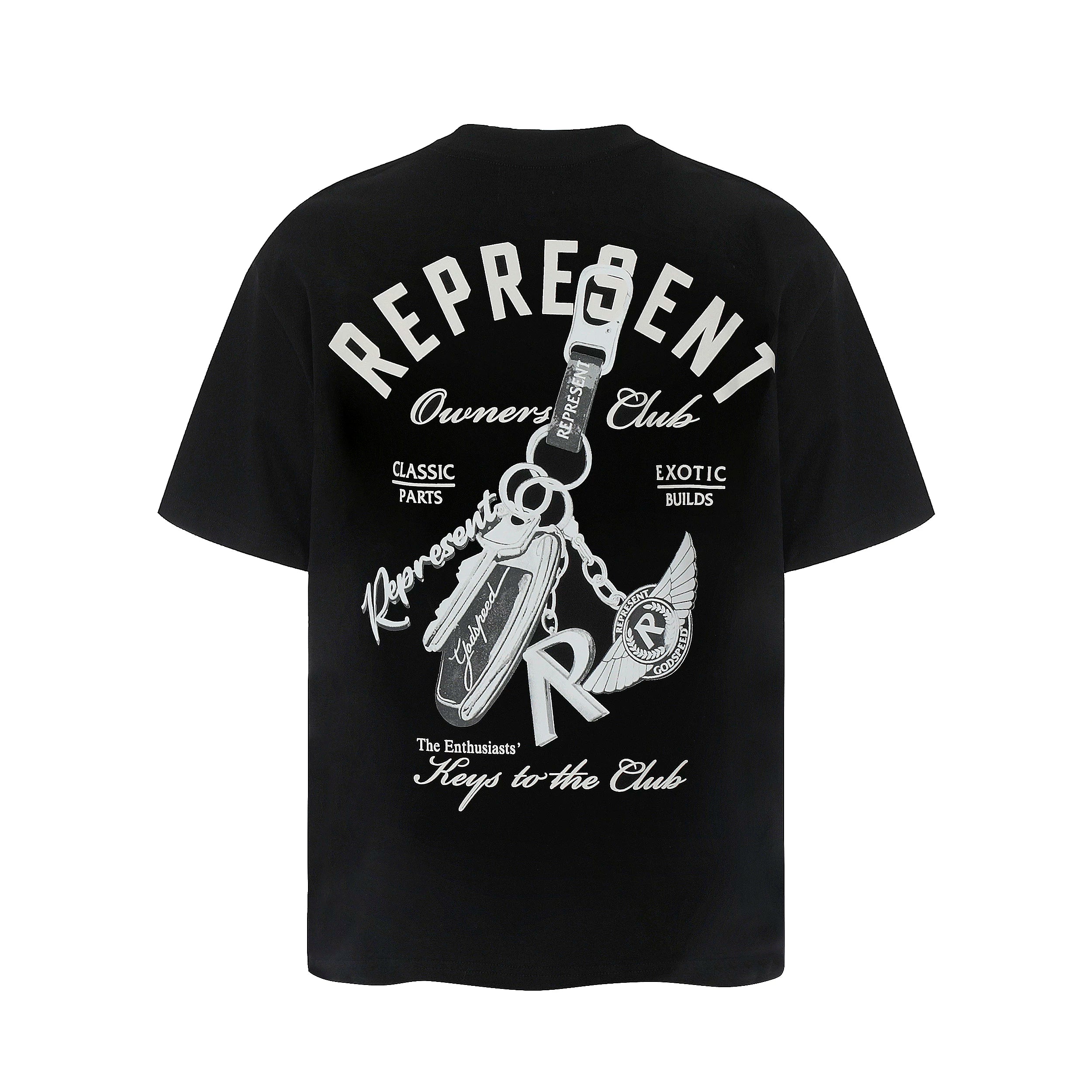Representative car keychain letter short sleeved American niche trendy brand high street summer pure cotton loose fitting men's and women's T-shirt