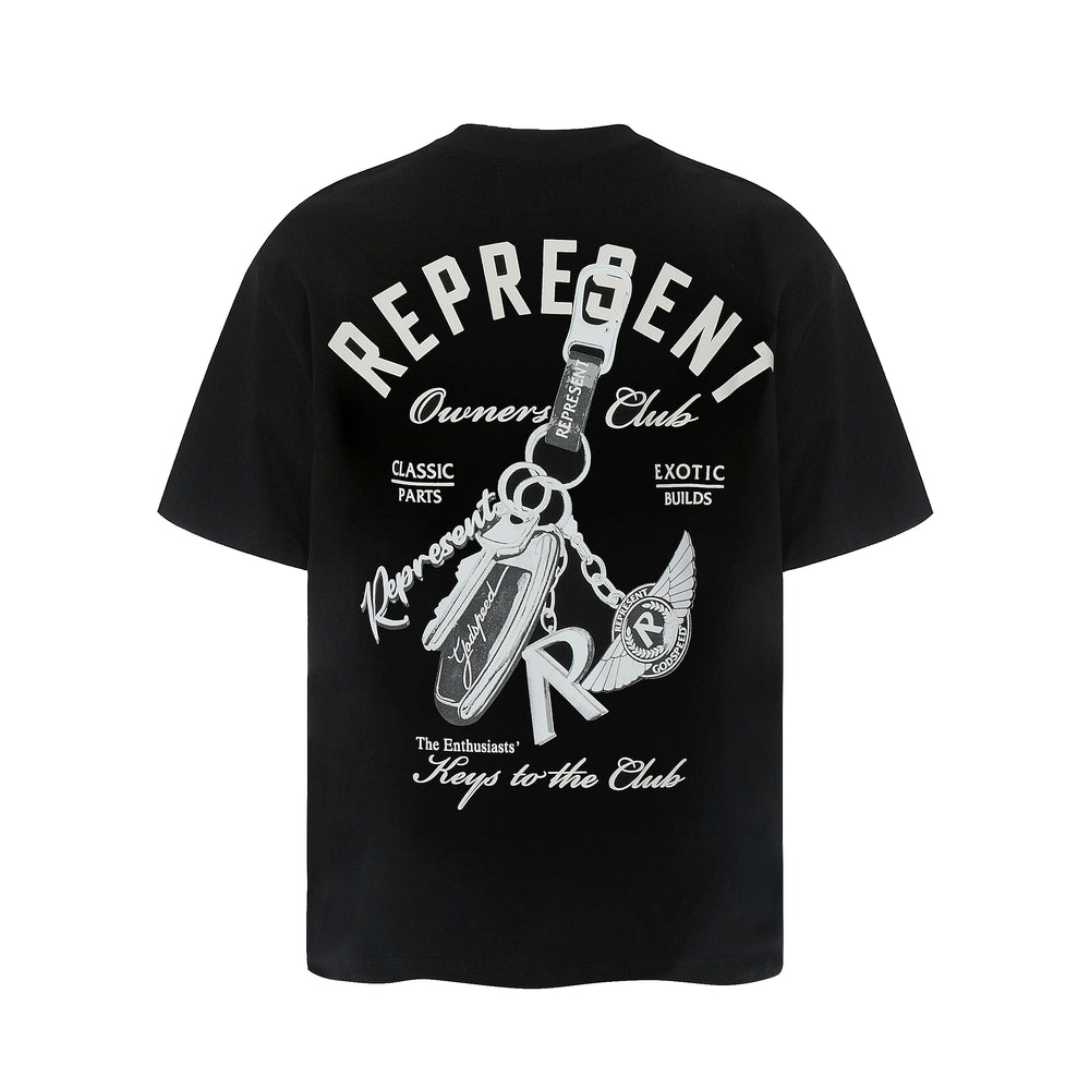 Representative car keychain letter short sleeved American niche trendy brand high street summer pure cotton loose fitting men's and women's T-shirt