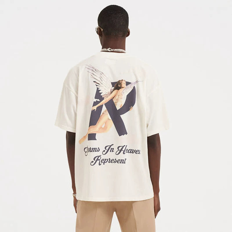 REPRESENT Goddess Angel Wings R Letter American Summer Cotton Loose High Street Couple Short sleeved T-shirt Trendy