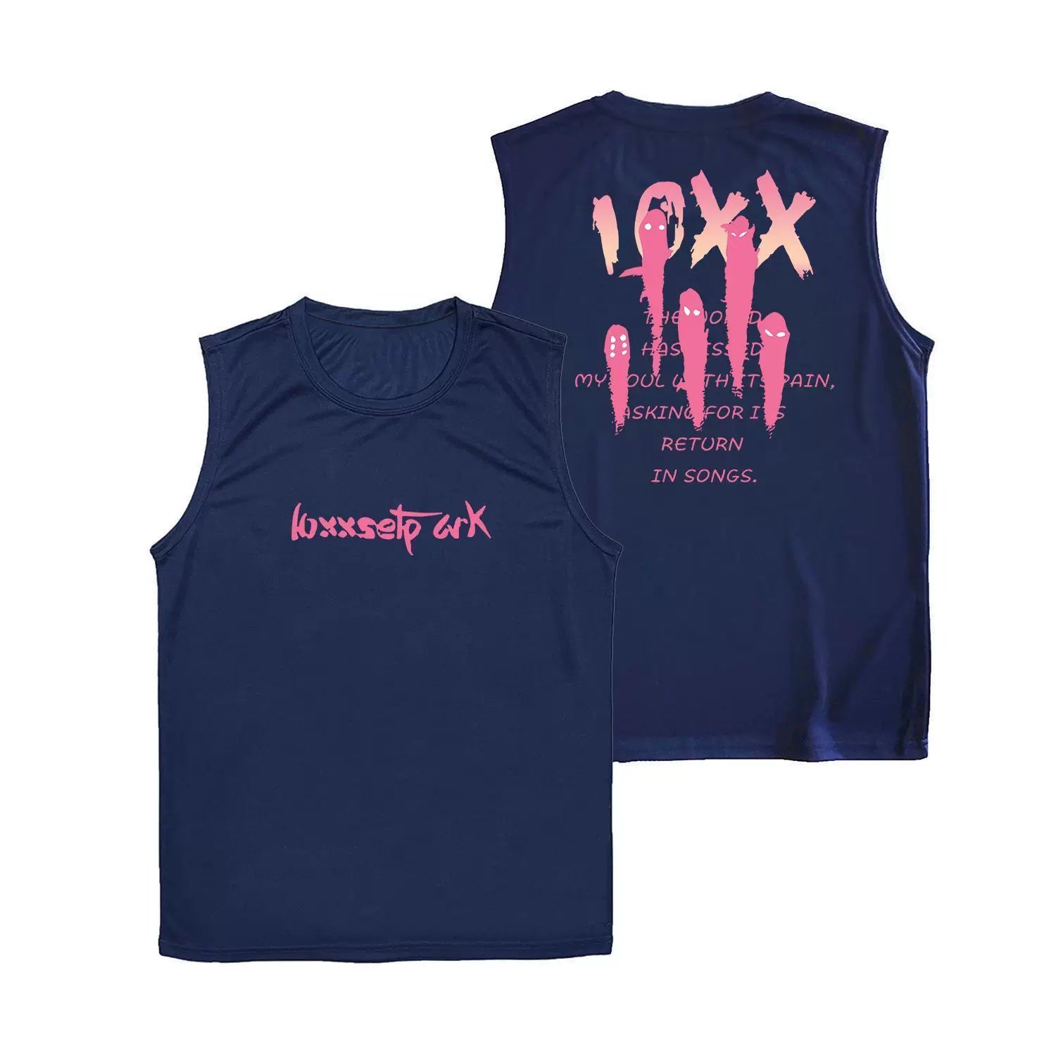 Fun letter printed fitness vest for men and women, summer loose sleeveless T-shirt, sports training clothes, running speed drying